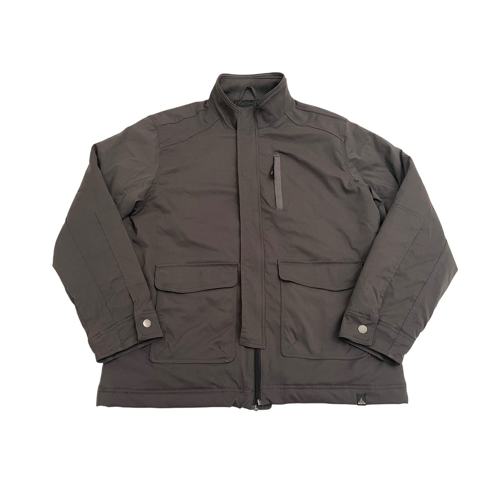 Prana Breathe Field Jacket Mens XL Grey Insulated Full‎ Zip Utility Outdoors